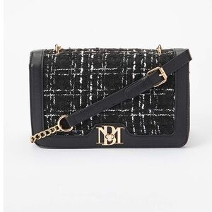 Badgley Mischka Black and White Tweed Crossbody Bag